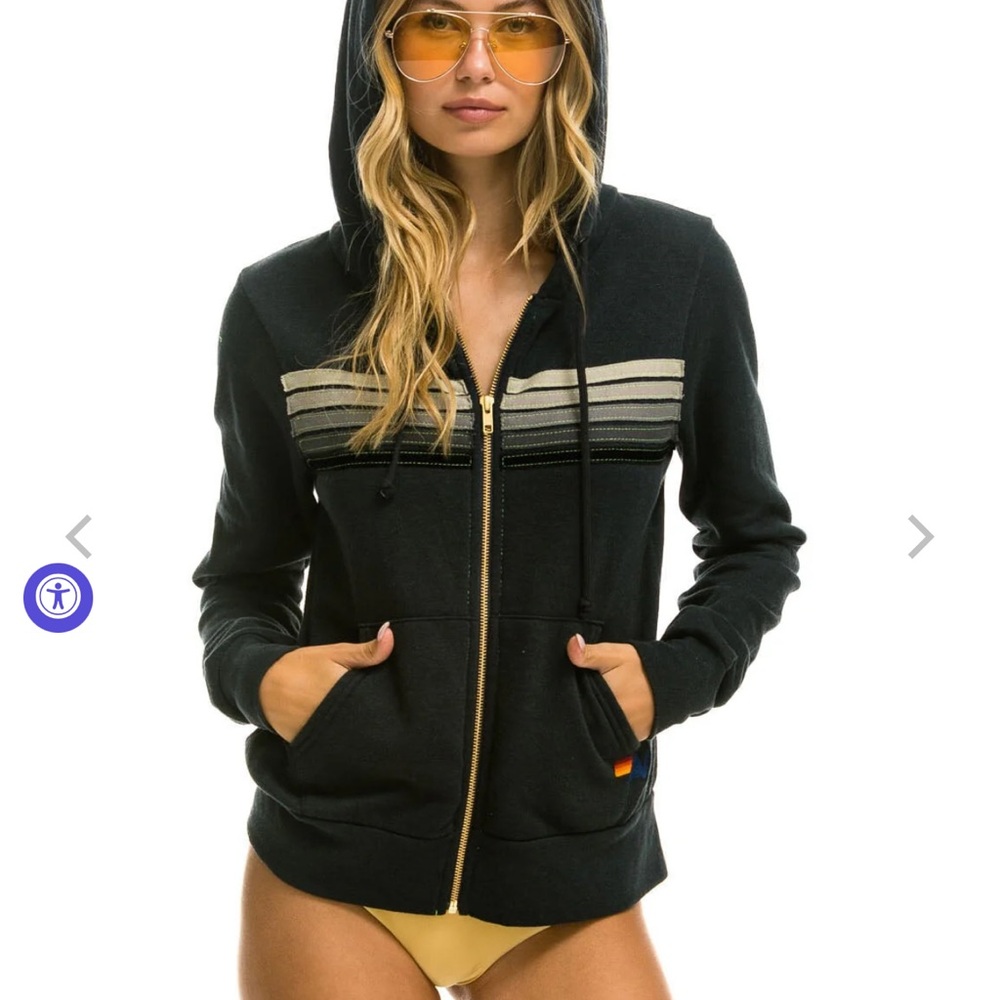 Aviator Nation sweatshirt - XS - dark gray with charcoal strips